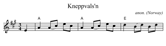 Kneppvals'n - staff notation