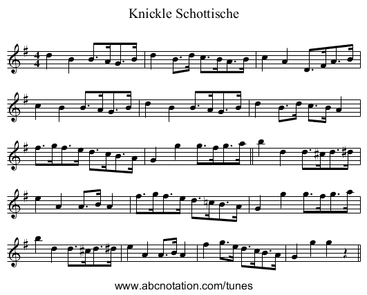 Knickle Schottische - staff notation