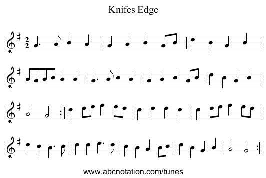 Knifes Edge - staff notation