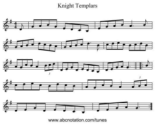 Knight Templars - staff notation