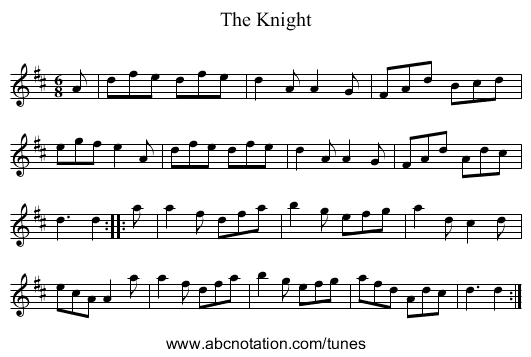 Knight, The - staff notation