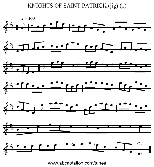 KNIGHTS OF SAINT PATRICK (jig) (1) - staff notation