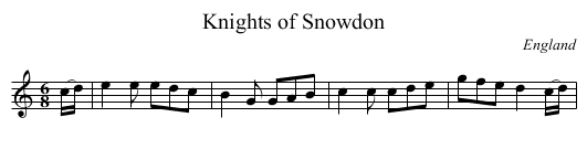 Knights of Snowdon - staff notation