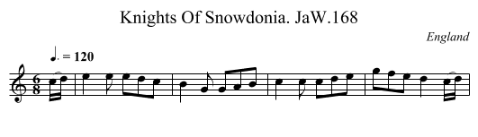 Knights Of Snowdonia. JaW.168 - staff notation