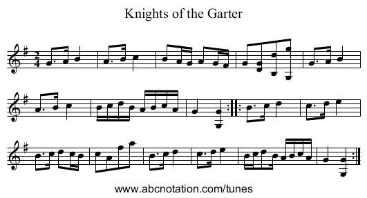 Knights of the Garter - staff notation