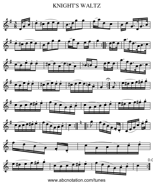 KNIGHT'S WALTZ - staff notation