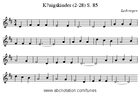 K?nigskinder (2-28) S. 85 - staff notation