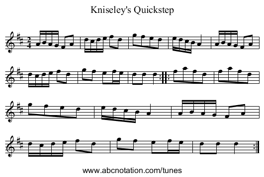 Kniseley's Quickstep - staff notation