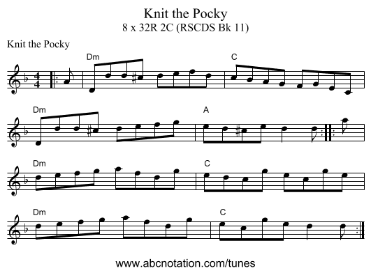 Knit the Pocky - staff notation