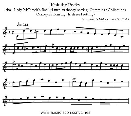 Knit the Pocky - staff notation