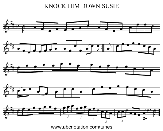 KNOCK HIM DOWN SUSIE - staff notation