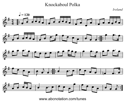 Knockaboul Polka - staff notation