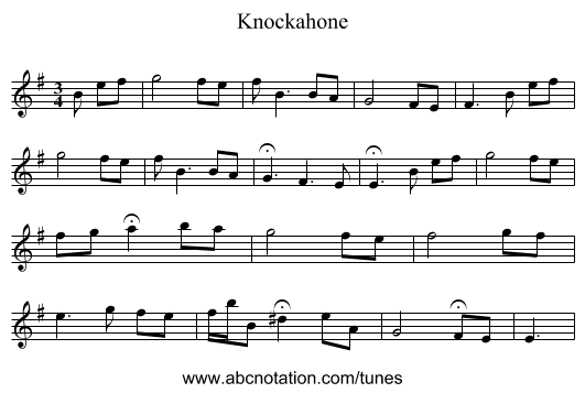 Knockahone - staff notation