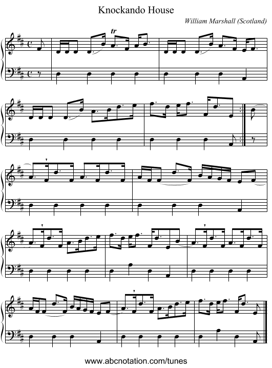 Knockando House - staff notation