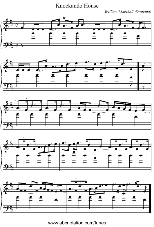 Knockando House - staff notation
