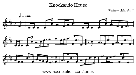 Knockando House - staff notation