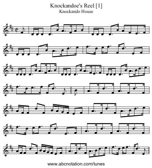 Knockandoe's Reel [1] - staff notation
