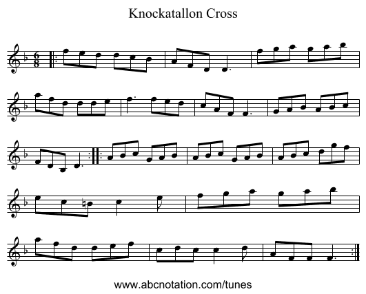 Knockatallon Cross - staff notation