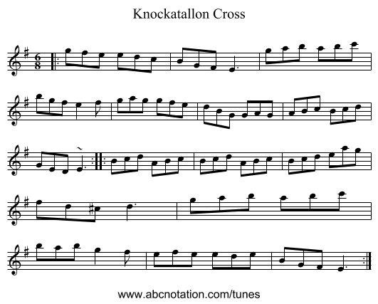 Knockatallon Cross - staff notation
