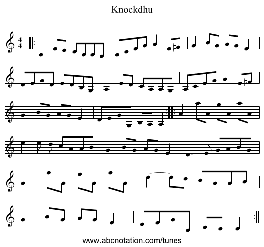 Knockdhu - staff notation