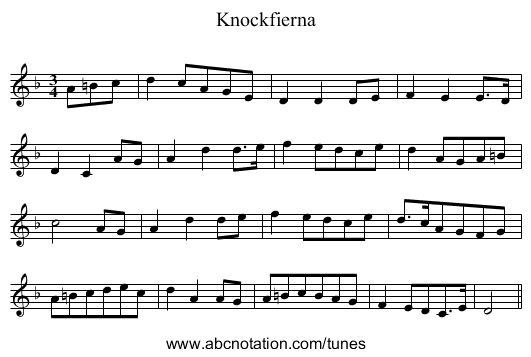 Knockfierna - staff notation