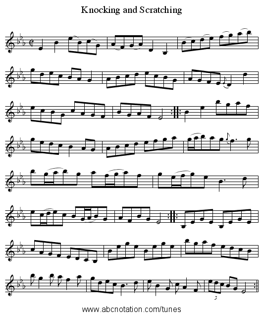 Knocking and Scratching - staff notation