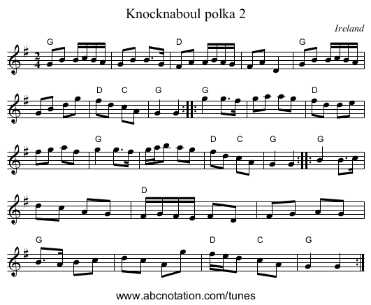 Knocknaboul polka 2 - staff notation