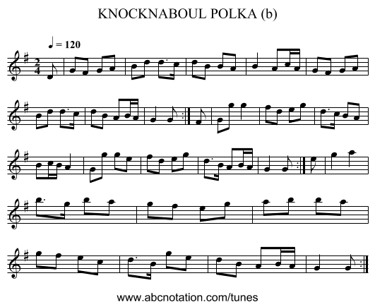 KNOCKNABOUL POLKA (b) - staff notation