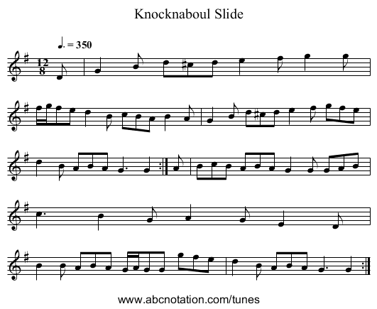 Knocknaboul Slide - staff notation