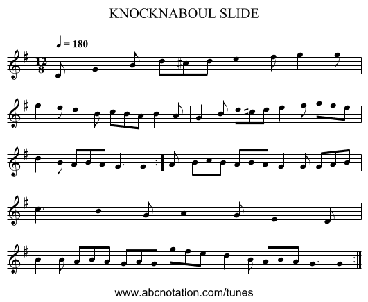 KNOCKNABOUL SLIDE - staff notation