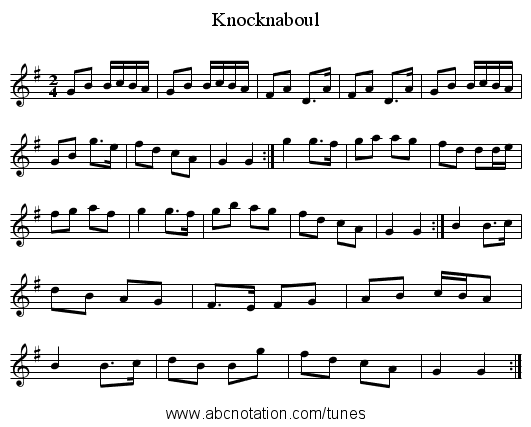 Knocknaboul - staff notation