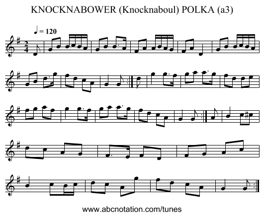 KNOCKNABOWER (Knocknaboul) POLKA (a3) - staff notation