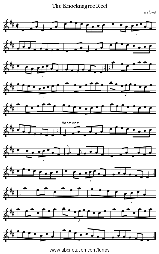 Knocknagree Reel, The - staff notation