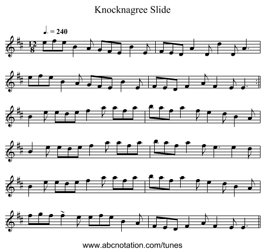Knocknagree Slide - staff notation