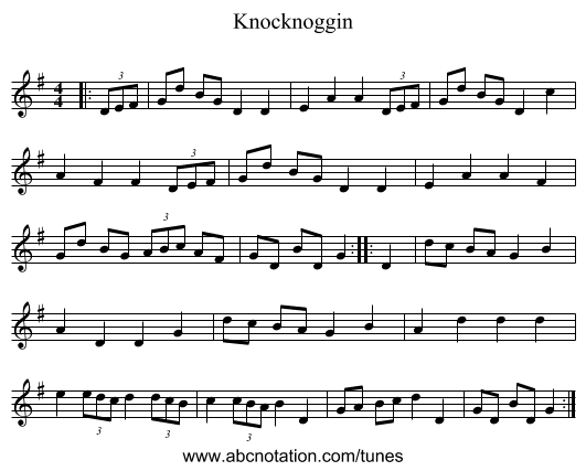 Knocknoggin - staff notation