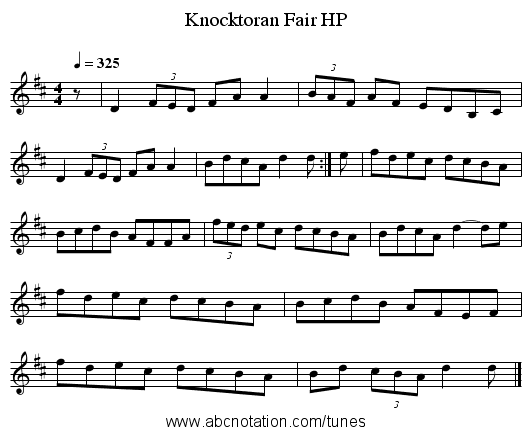 Knocktoran Fair HP - staff notation