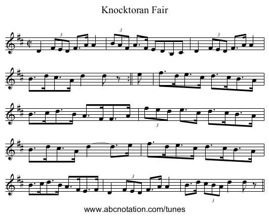 Knocktoran Fair - staff notation