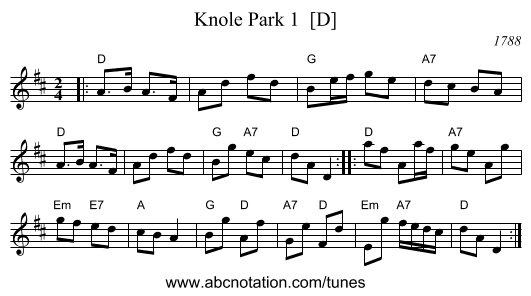Knole Park 1  [D] - staff notation