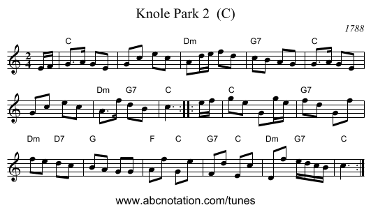 Knole Park 2  (C) - staff notation