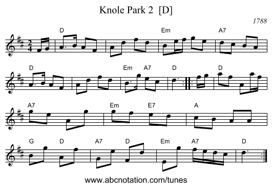 Knole Park 2  [D] - staff notation