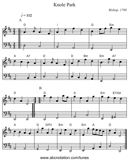 Knole Park - staff notation