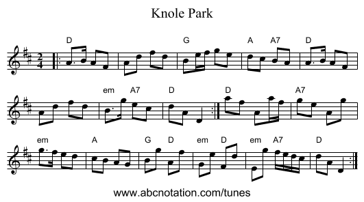 Knole Park - staff notation