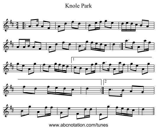 Knole Park - staff notation