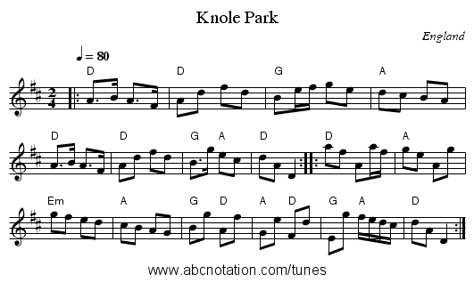 Knole Park - staff notation