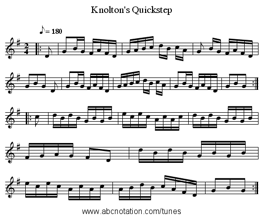 Knolton's Quickstep - staff notation