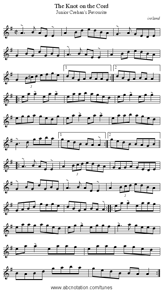 Knot on the Cord, The - staff notation