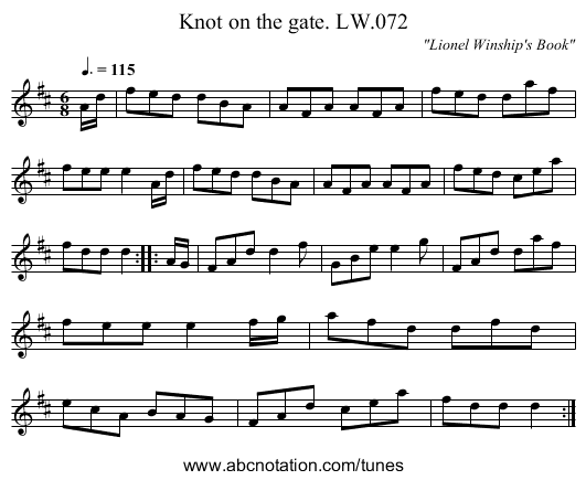 Knot on the gate. LW.072 - staff notation