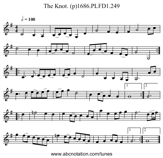 Knot. (p)1686.PLFD1.249, The - staff notation