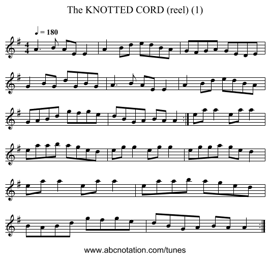 KNOTTED CORD (reel) (1), The - staff notation