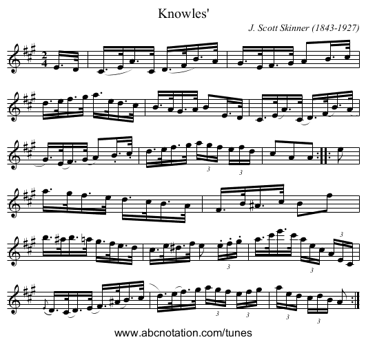 Knowles' - staff notation